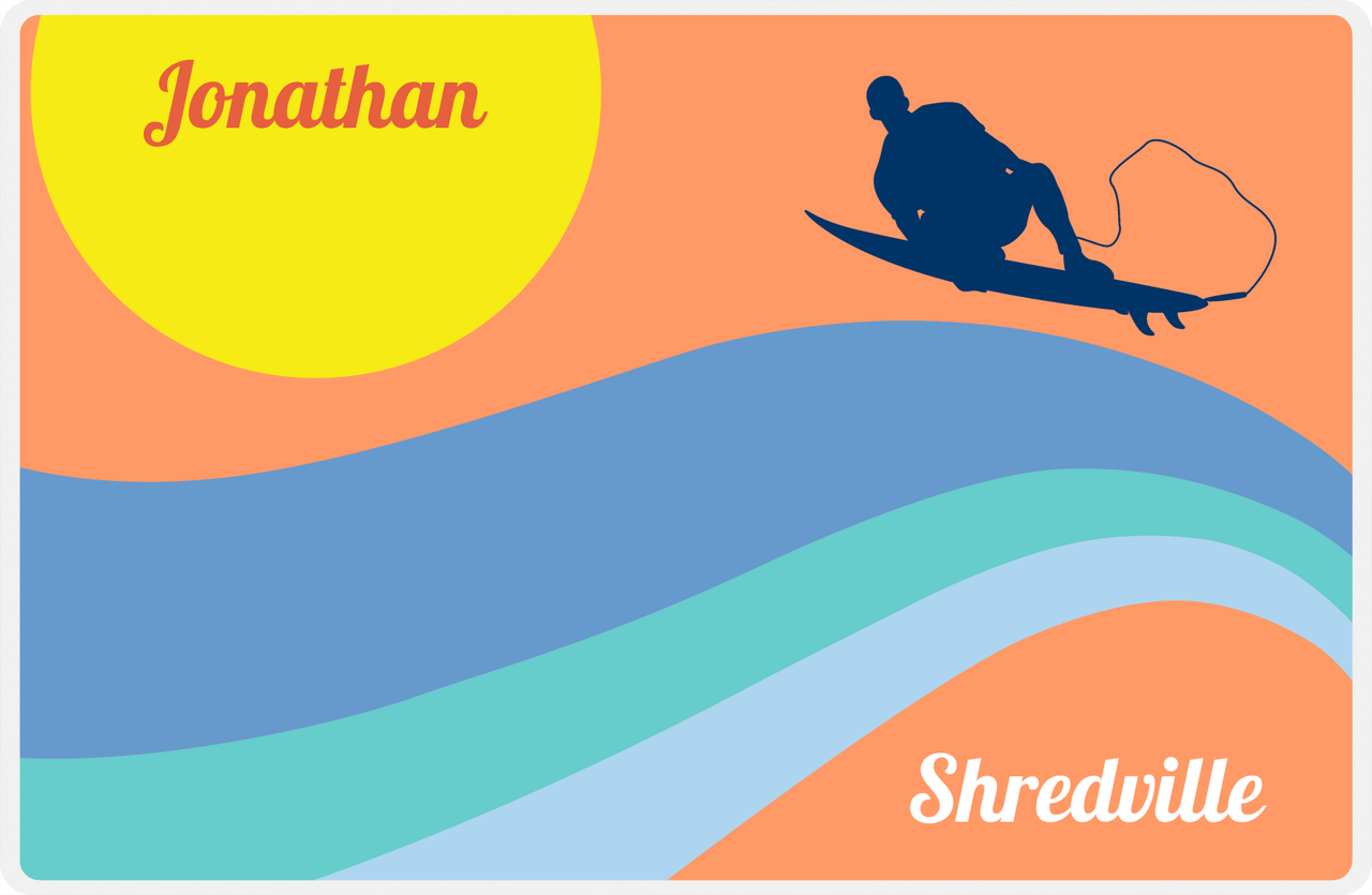 Personalized Surfing Placemat X - Surfer Silhouette V -  View