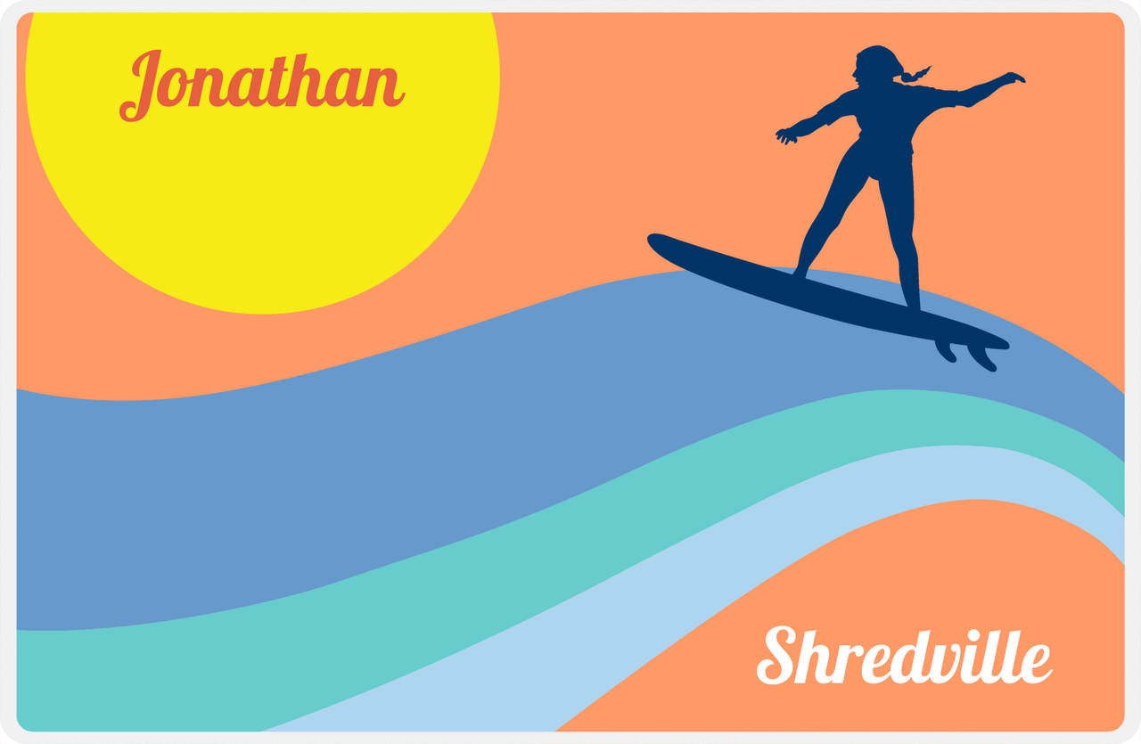 Personalized Surfing Placemat X - Surfer Silhouette VII -  View