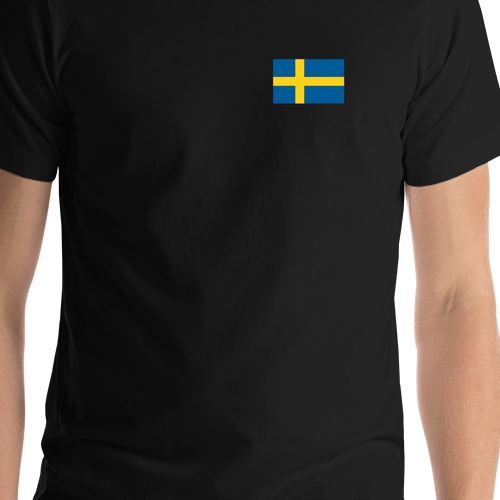 Sweden Flag T-Shirt - Black - Shirt Close-Up View