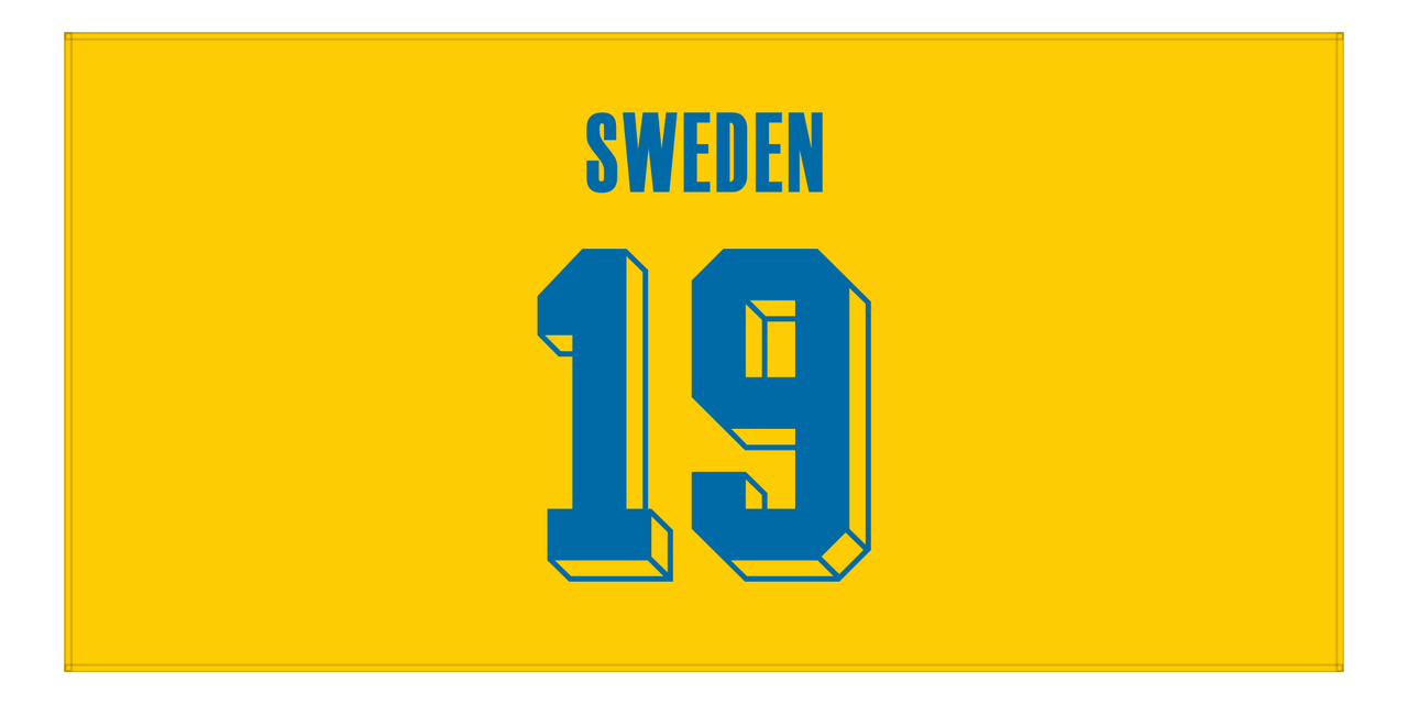 Personalized Sweden Jersey Number Beach Towel - Yellow - Front View