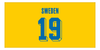 Thumbnail for Personalized Sweden Jersey Number Beach Towel - Yellow - Front View