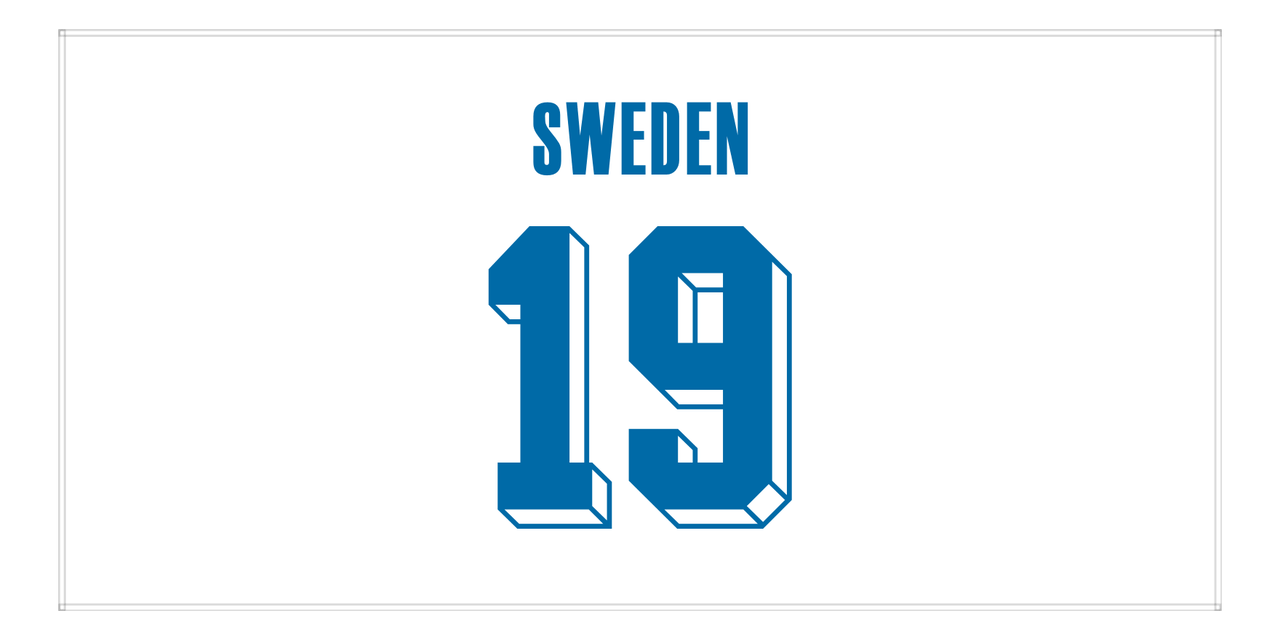 Personalized Sweden Jersey Number Beach Towel - White - Front View