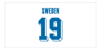 Thumbnail for Personalized Sweden Jersey Number Beach Towel - White - Front View