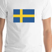 Thumbnail for Sweden Flag T-Shirt - White - Shirt Close-Up View