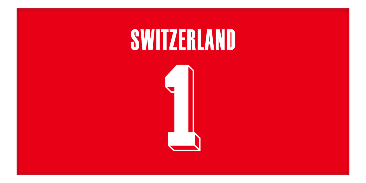 Personalized Switzerland Jersey Number Beach Towel - Red - Front View