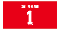 Thumbnail for Personalized Switzerland Jersey Number Beach Towel - Red - Front View