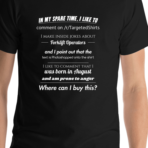 Personalized Targeted T-Shirt - Reddit /r/TargetedShirts Commenter - Shirt Close-Up View