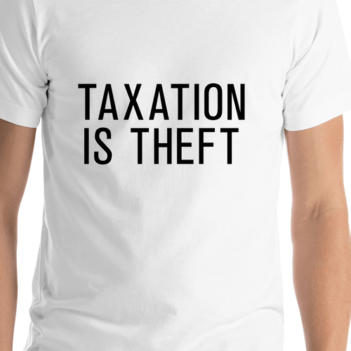 Taxation Is Theft T-Shirt - White - Shirt Close-Up View