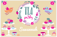 Thumbnail for Personalized Tea Party Placemat I - Flower Wreath - Tan Background -  View