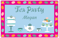 Thumbnail for Personalized Tea Party Placemat II - Macaroons Border - Blue Background -  View