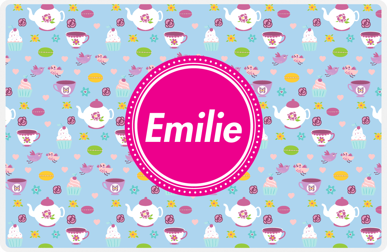 Personalized Tea Party Placemat IV - Party Pattern - Circle Nameplate -  View
