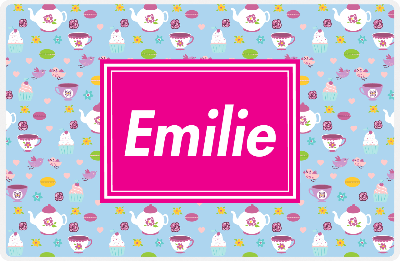 Personalized Tea Party Placemat IV - Party Pattern - Rectangle Nameplate -  View