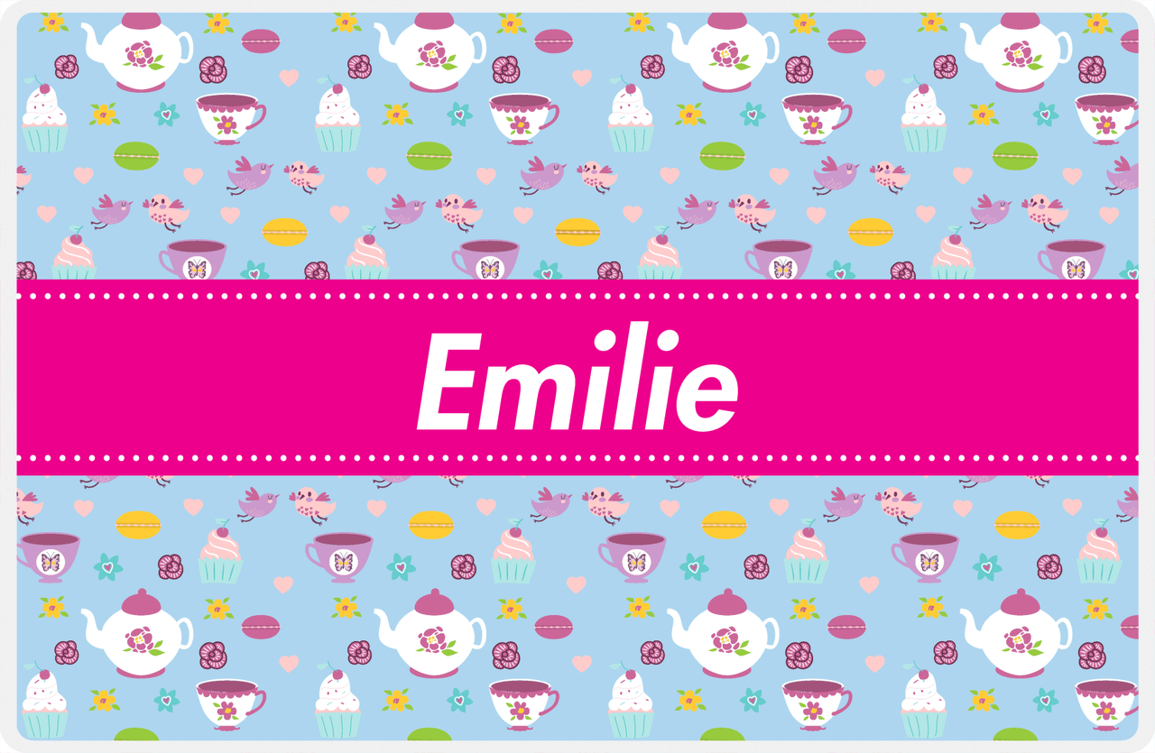 Personalized Tea Party Placemat IV - Party Pattern - Ribbon Nameplate -  View