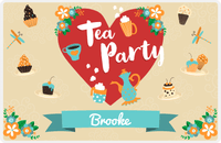 Thumbnail for Personalized Tea Party Placemat V - Party Heart - Tan Background -  View