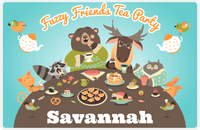 Thumbnail for Personalized Tea Party Placemat VI - Fuzzy Friends - Teal Background -  View