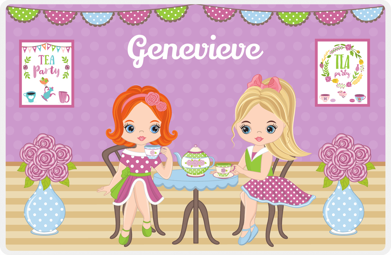 Personalized Tea Party Placemat VII - Flower Tea - Redhead Girl -  View