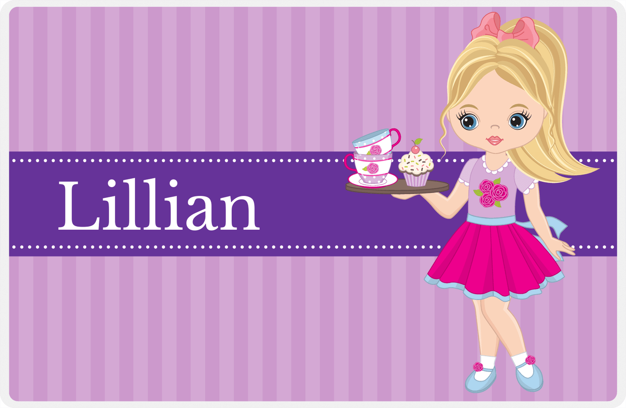 Personalized Tea Party Placemat VIII - Cupcake Tea - Blonde Girl -  View