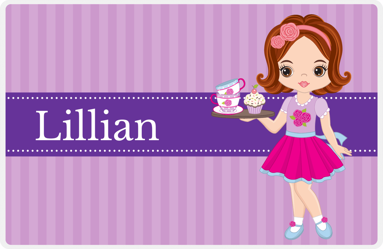 Personalized Tea Party Placemat VIII - Cupcake Tea - Brunette Girl -  View
