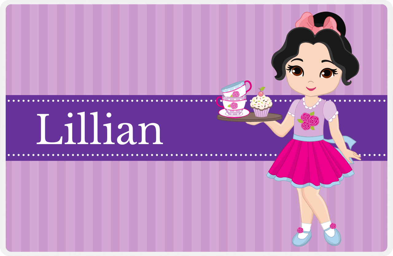 Personalized Tea Party Placemat VIII - Cupcake Tea - Black Hair Girl -  View