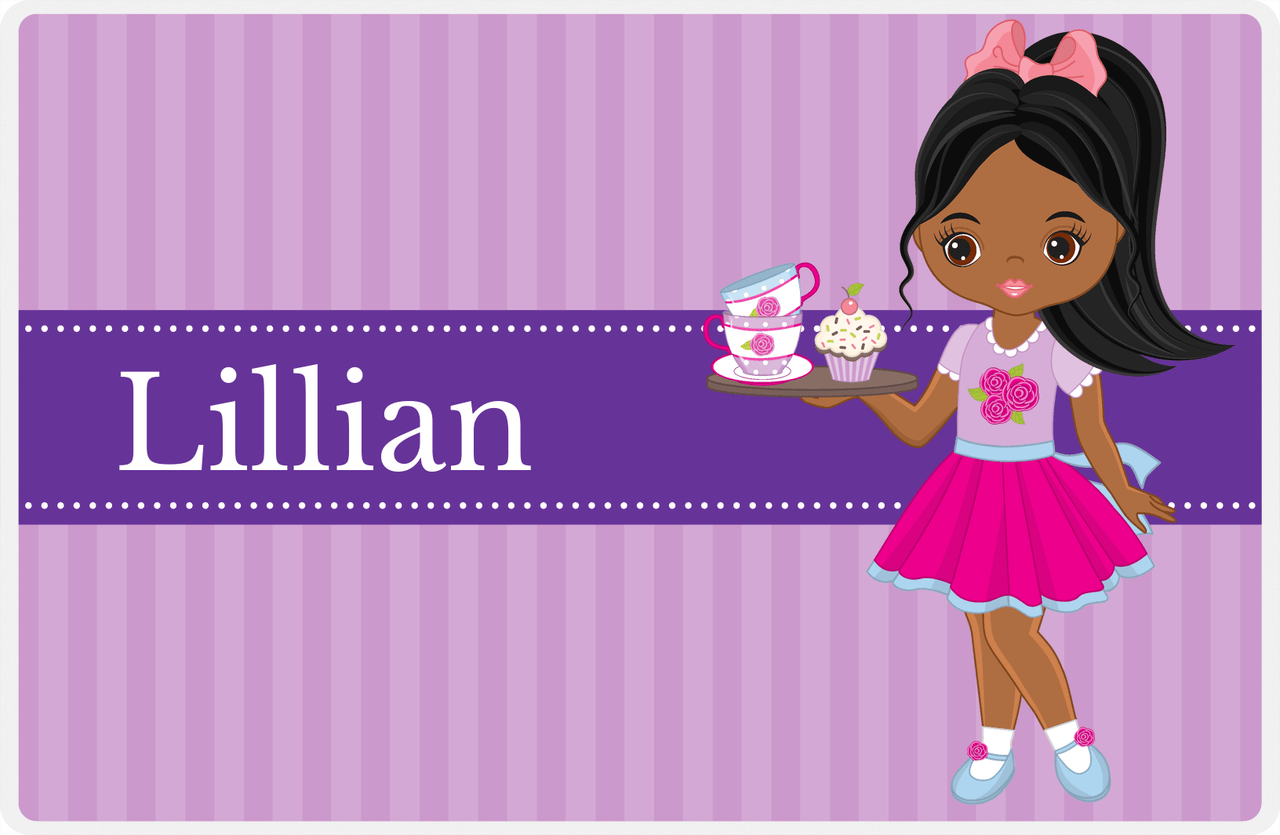 Personalized Tea Party Placemat VIII - Cupcake Tea - Black Girl II -  View