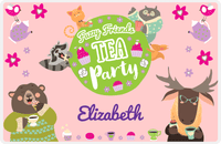 Thumbnail for Personalized Tea Party Placemat IX - Flower Friends - Pink Background -  View
