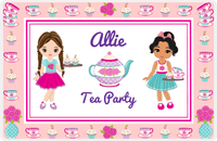 Thumbnail for Personalized Tea Party Placemat X - Floral Teapot - Brunette Girl -  View