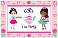Thumbnail for Personalized Tea Party Placemat X - Floral Teapot - Black Hair Girl -  View