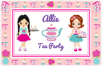 Thumbnail for Personalized Tea Party Placemat X - Floral Teapot - Asian Girl -  View