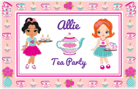 Thumbnail for Personalized Tea Party Placemat X - Floral Teapot - Black Girl I -  View
