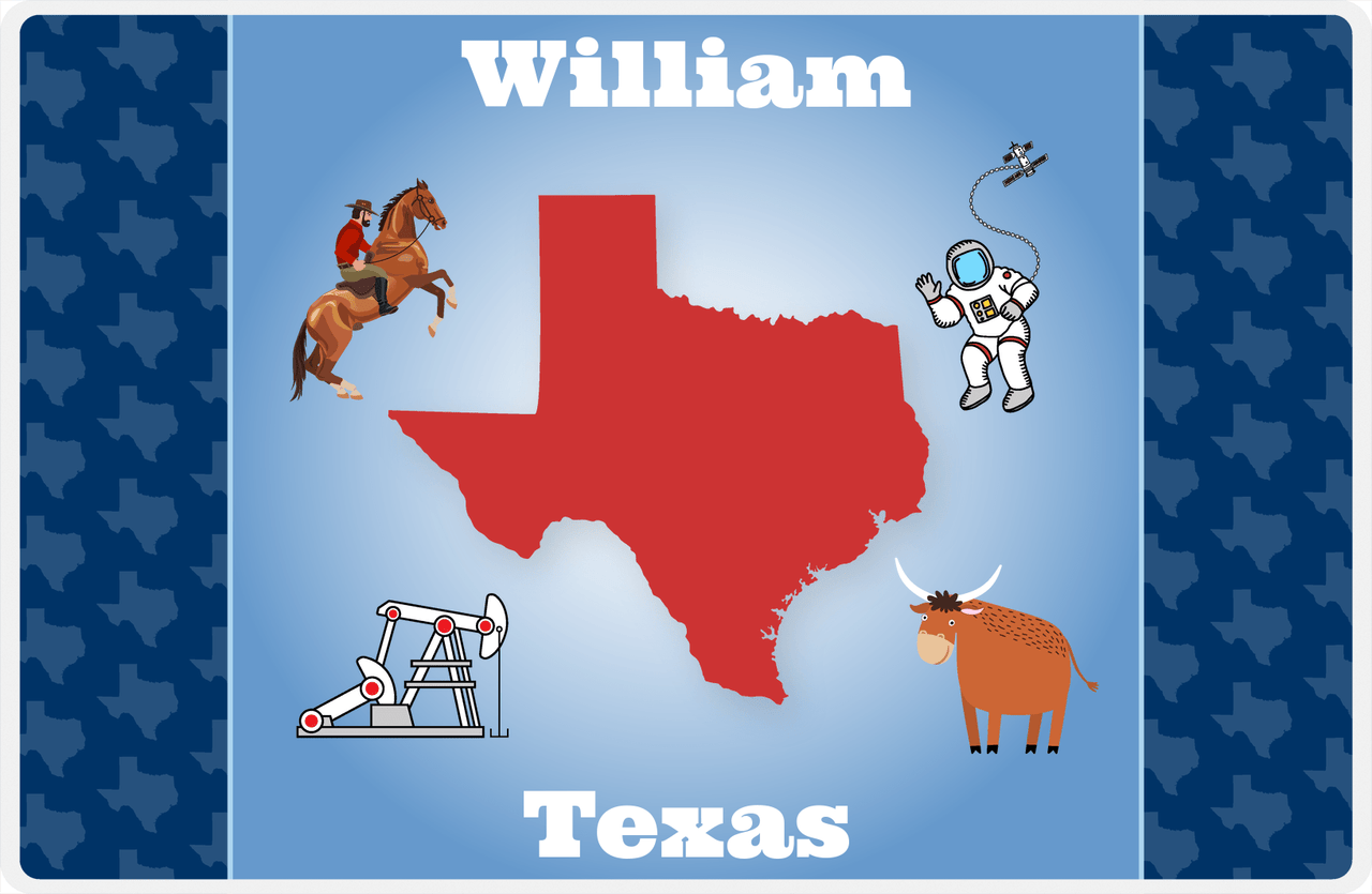 Personalized Texas Placemat - Blue Background -  View