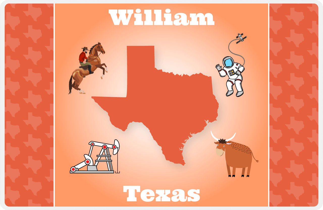 Personalized Texas Placemat - Orange Background -  View