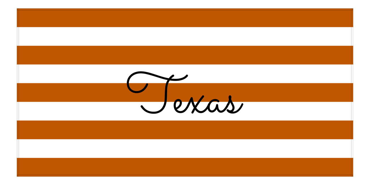 Personalized Texas Striped Beach Towel - Orange and White - Front View