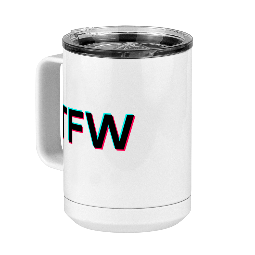 TFW Coffee Mug Tumbler with Handle (15 oz) - TikTok Trends - Front Left View