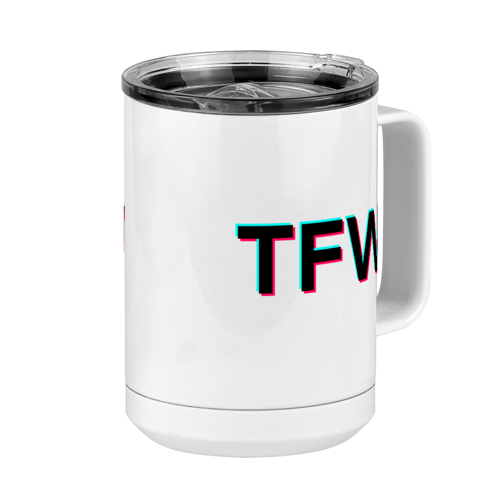 TFW Coffee Mug Tumbler with Handle (15 oz) - TikTok Trends - Front Right View