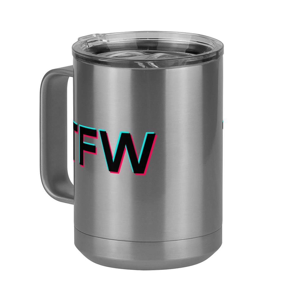 TFW Coffee Mug Tumbler with Handle (15 oz) - TikTok Trends - Front Left View