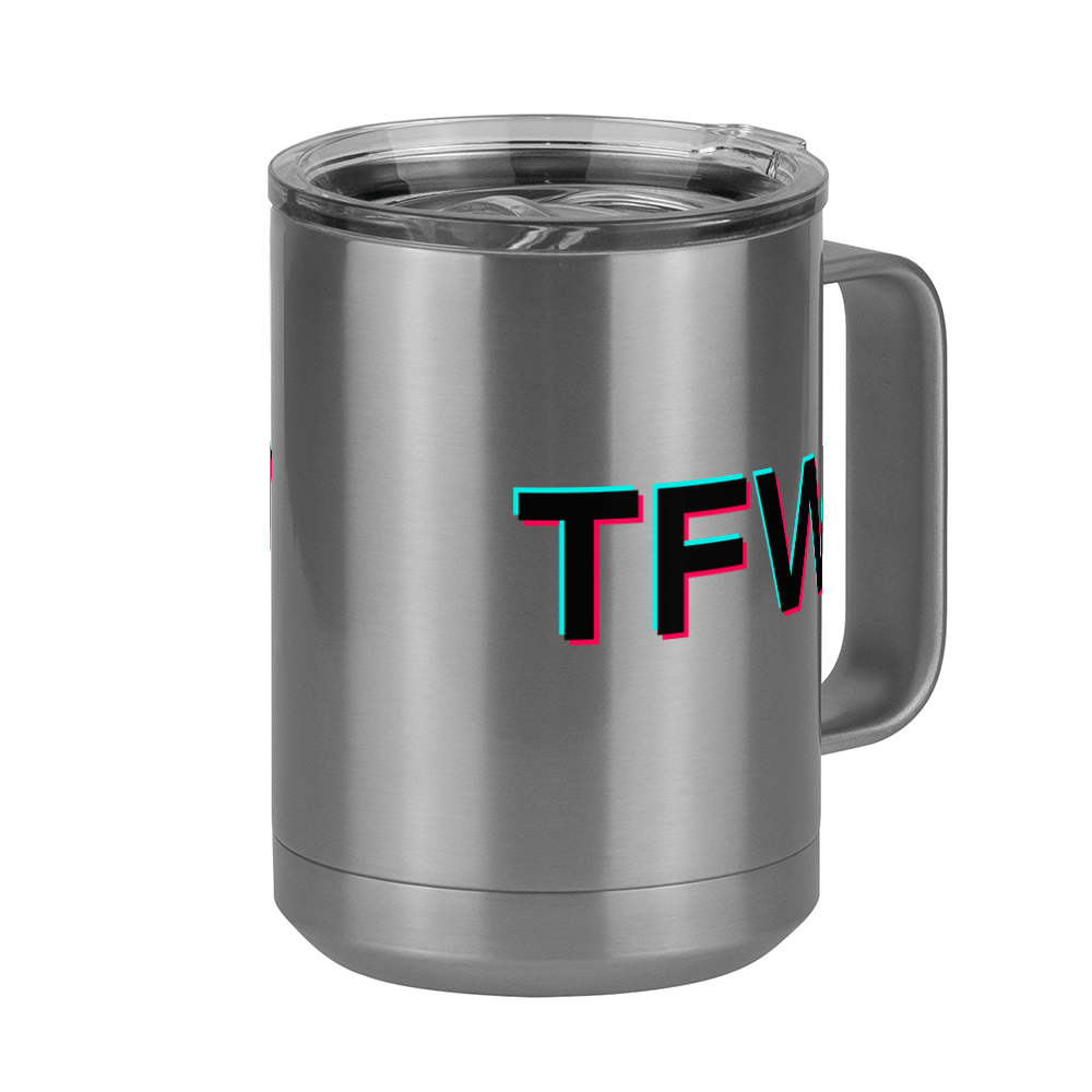 TFW Coffee Mug Tumbler with Handle (15 oz) - TikTok Trends - Front Right View