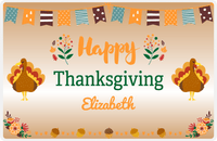Thumbnail for Personalized Thanksgiving Placemat I - Turkey Trot - Brown Background -  View