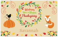 Thumbnail for Personalized Thanksgiving Placemat II - Thanksgiving Wreath - Tan Background -  View