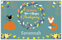 Thumbnail for Personalized Thanksgiving Placemat II - Thanksgiving Wreath - Teal Background -  View