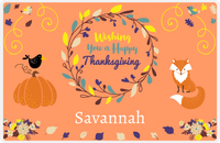 Thumbnail for Personalized Thanksgiving Placemat II - Thanksgiving Wreath - Orange Background -  View