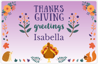 Thumbnail for Personalized Thanksgiving Placemat III - Thanksgiving Greetings - Purple Background -  View