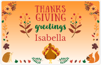Thumbnail for Personalized Thanksgiving Placemat III - Thanksgiving Greetings - Orange Background -  View