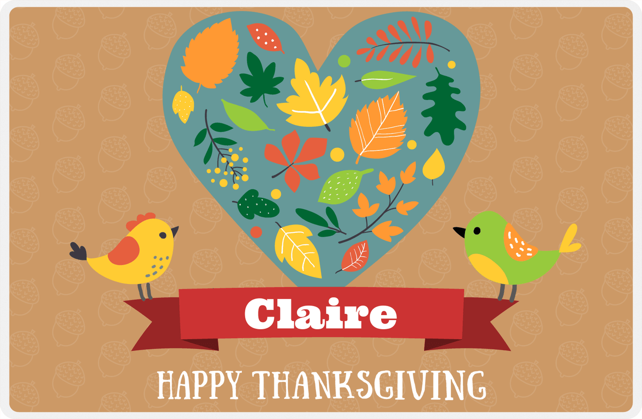 Personalized Thanksgiving Placemat IV - Giving Heart - Tan Background -  View
