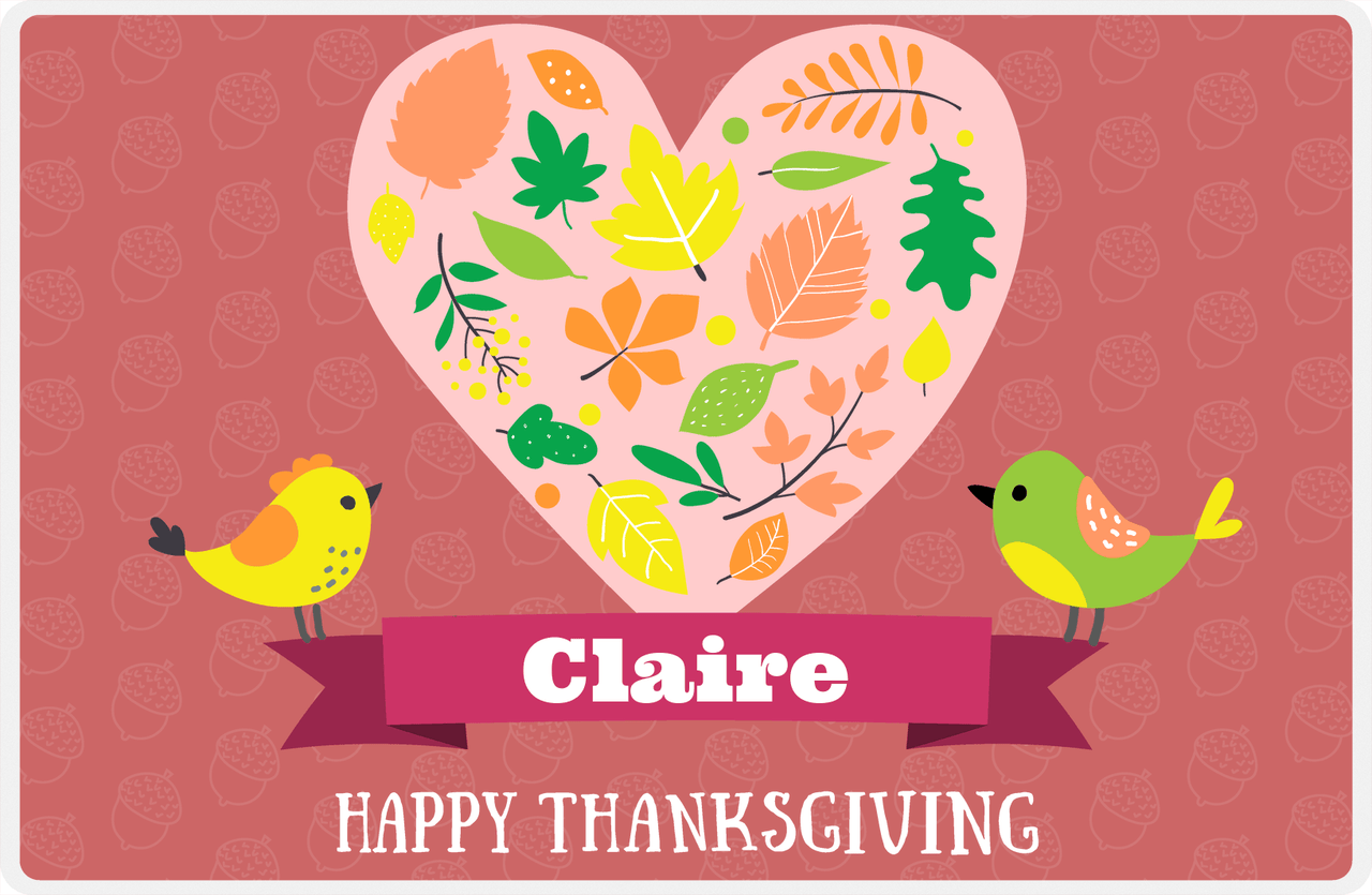 Personalized Thanksgiving Placemat IV - Giving Heart - Pink Background -  View