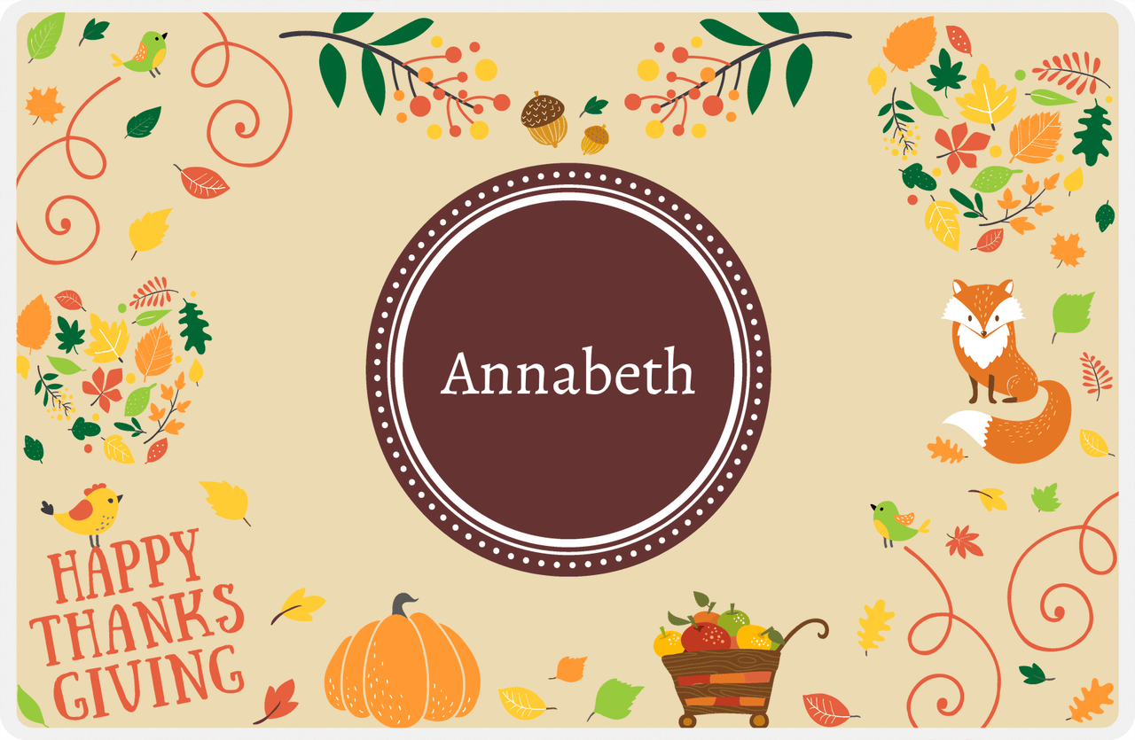 Personalized Thanksgiving Placemat V - Thanksgiving Applecart - Circle Nameplate -  View
