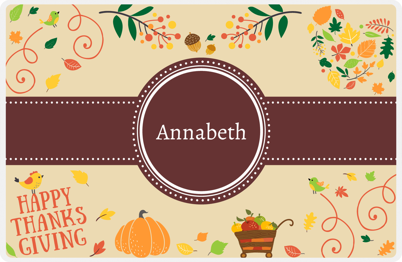 Personalized Thanksgiving Placemat V - Thanksgiving Applecart - Circle Ribbon Nameplate -  View
