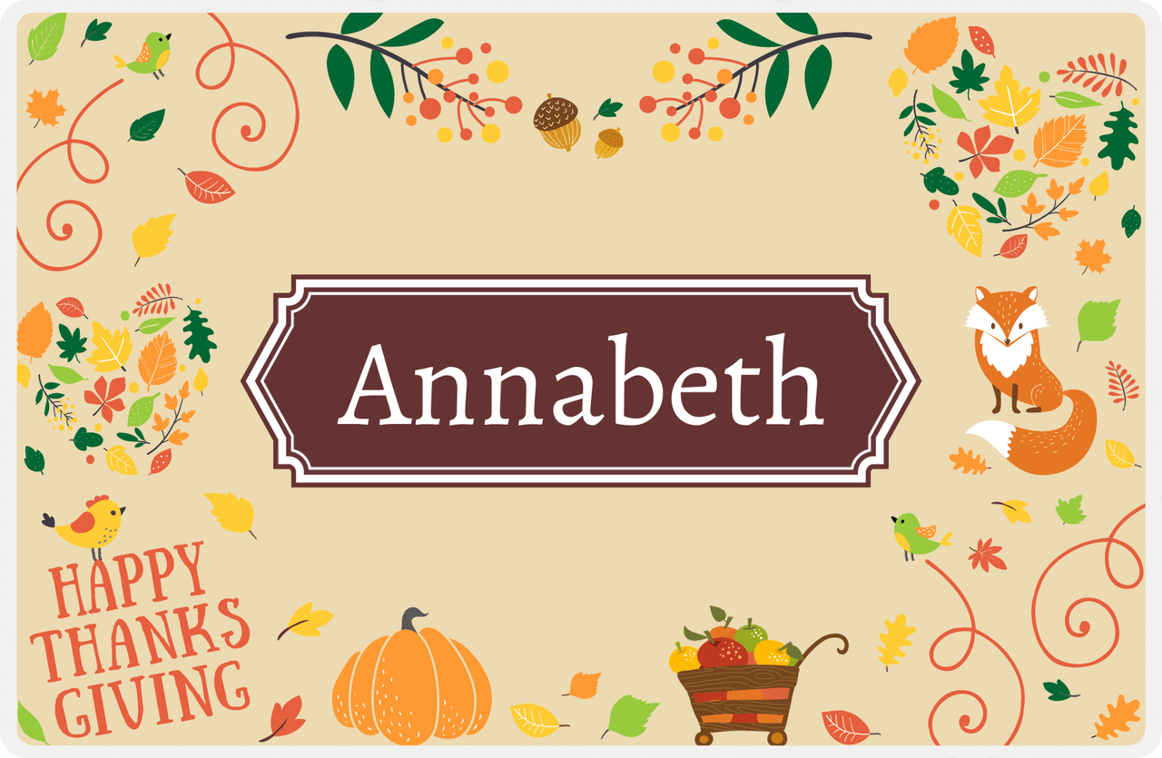 Personalized Thanksgiving Placemat V - Thanksgiving Applecart - Decorative Rectangle Nameplate -  View