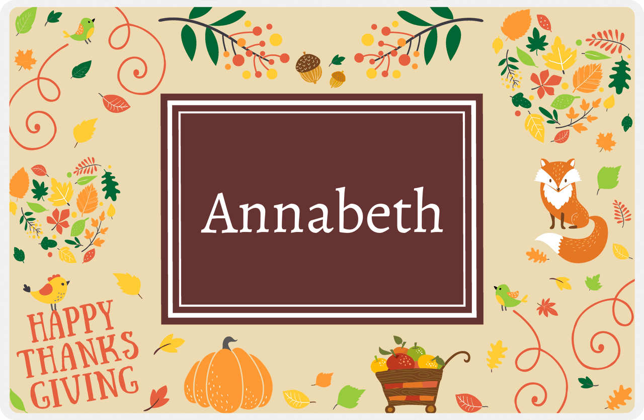 Personalized Thanksgiving Placemat V - Thanksgiving Applecart - Rectangle Nameplate -  View
