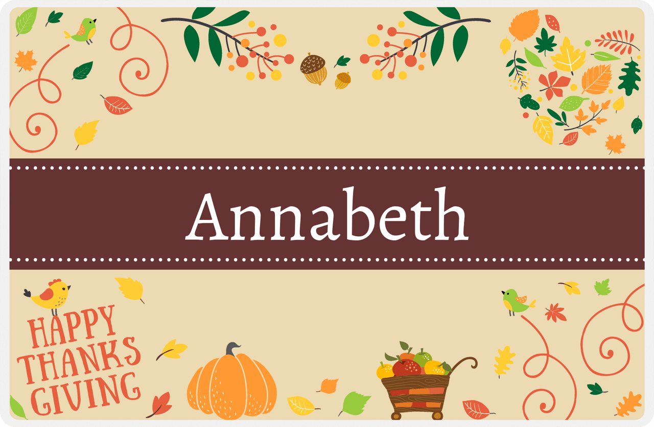 Personalized Thanksgiving Placemat V - Thanksgiving Applecart - Ribbon Nameplate -  View