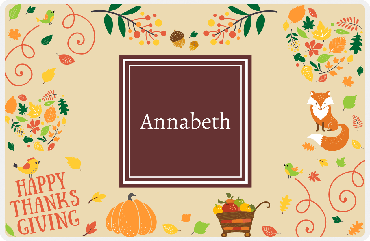 Personalized Thanksgiving Placemat V - Thanksgiving Applecart - Square Nameplate -  View